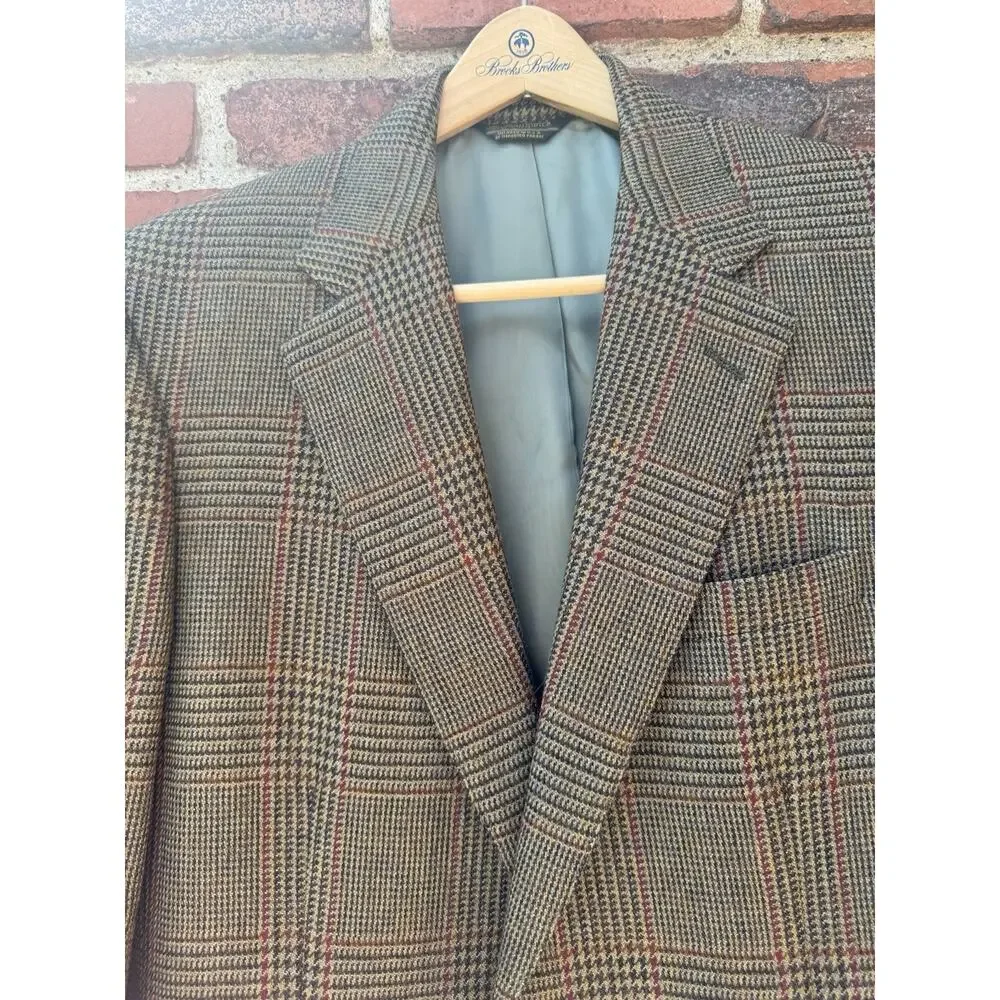 Southwick Men's 40T Brown Glen Plaid Wool Sport Coat Blazer